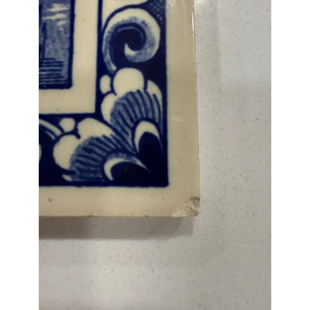 VINTAGE 1978 Kerstmis Holland Delft Blue Christmas Ceramic Tile 6 Inch Dutch